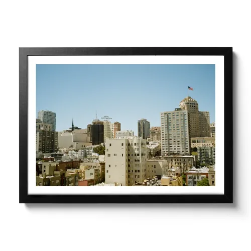 Bildaufnahme aus dem Kensington Park Hotel in San Francisco auf die Stadt