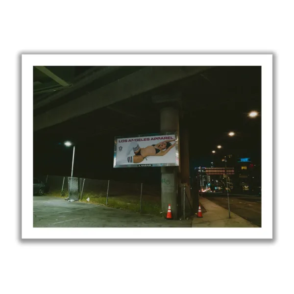 Image taken at night from a billboard showing a revealing lady in her underwear