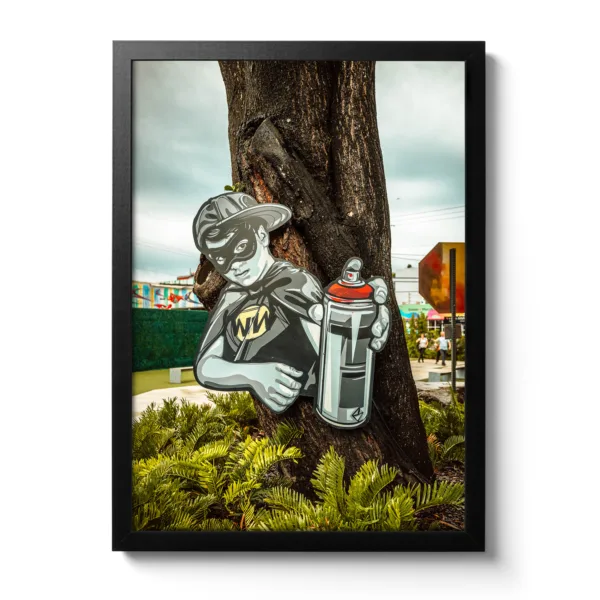 Image of a work of art depicting a young graffiti sprayer in 3D.
